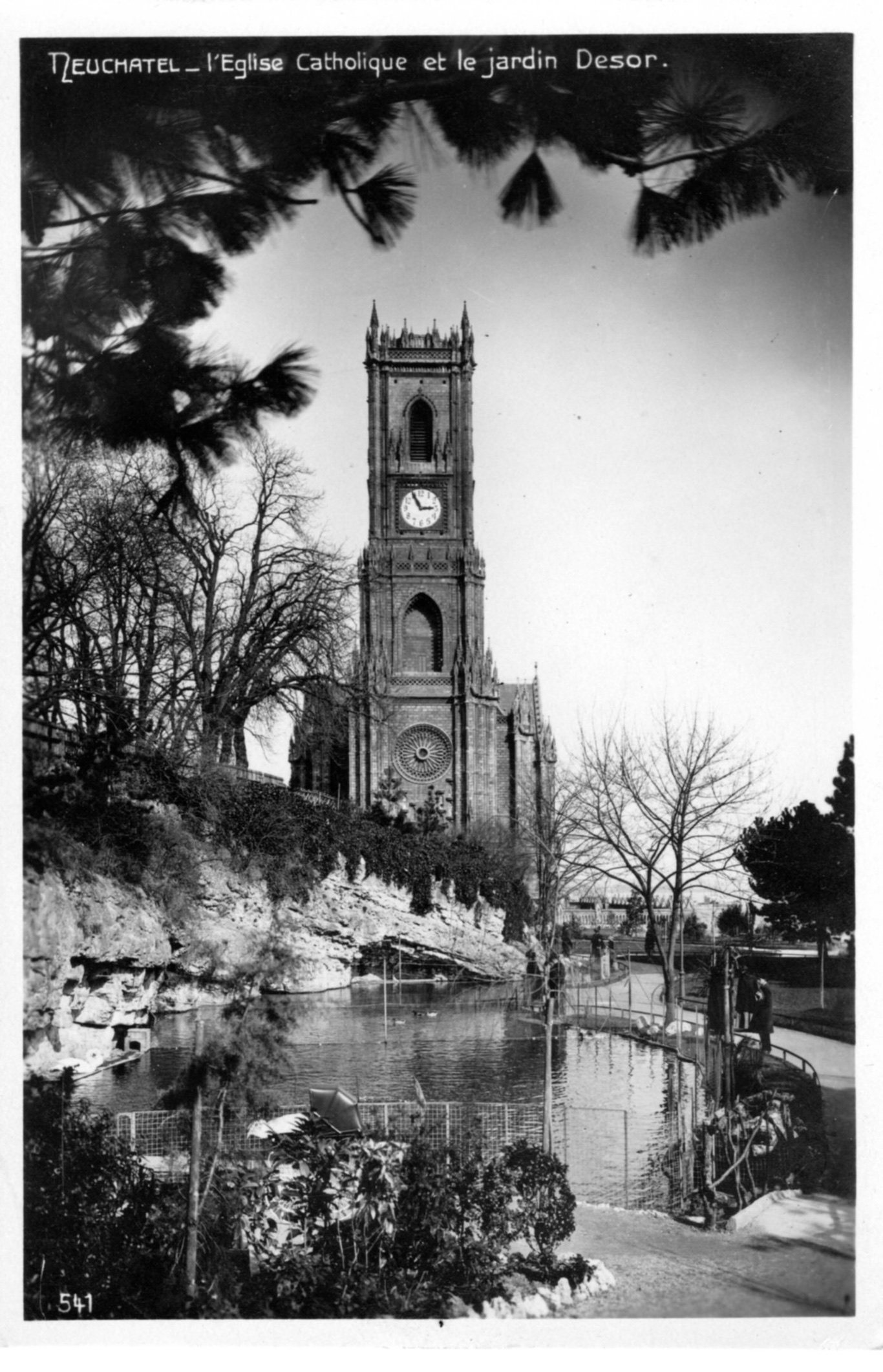 Neuchatel%20L%27eglise%20catholique%20et%20le%20jardin%20Desor%20C%201920